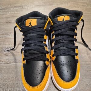 Nike Kids Black and Orange High-Top Sneakers